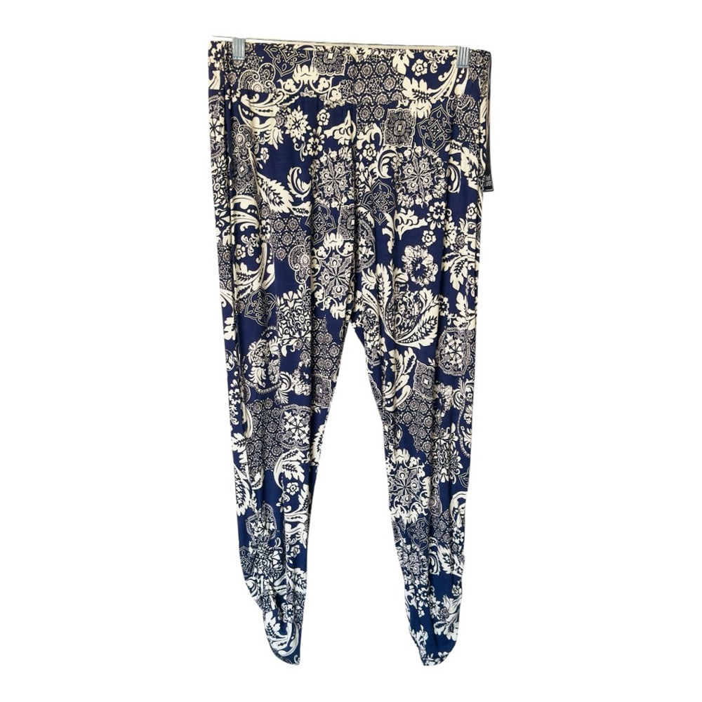 NWT Michael Lauren Pablo Core Pants w/Shirring Blue/White Small